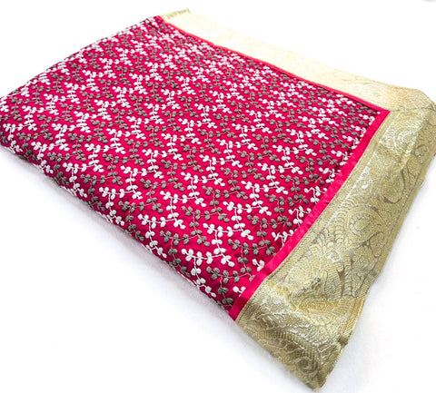 (Heavy Work) Cotton Based  beautiful embroidery work jaal Rumala Sahib Double Set With Palkan