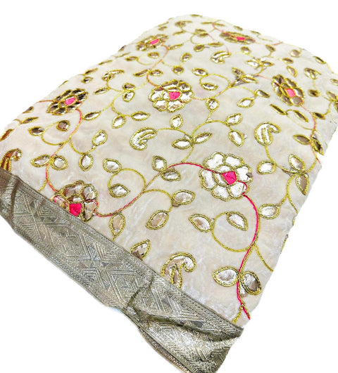 Pure and soft velvet based Gotta Patti work Rumala Sahib Double Set With Palkan
