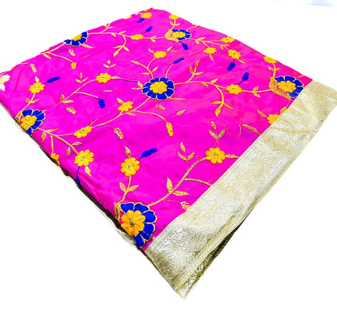 Silk Based beautiful embroidery work Rumala Sahib Double Set With Palkan