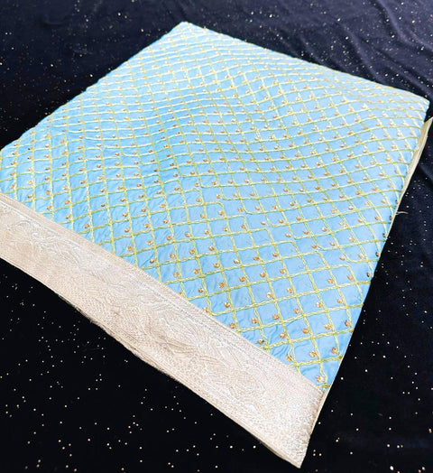 Silk Based Embroidered Work With Sequined Work Rumala Sahib Double Set With Palkan