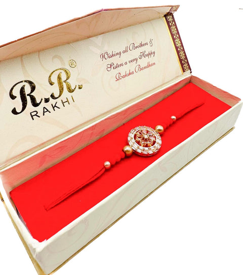 Beautiful AD stone studded Rakhi in beautiful box packing