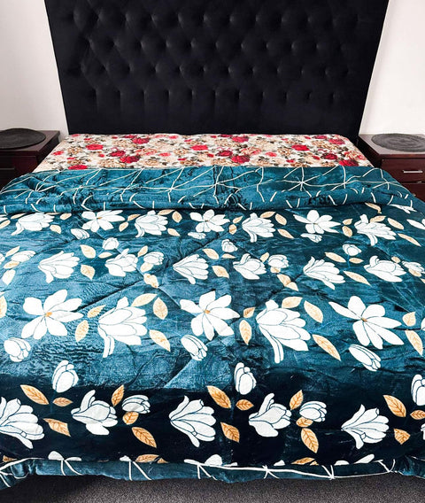 Beautiful Floral Design 220 X 230 Cm Heavy Weight Quilt With Microfibre Filling (Super King Size Bed)