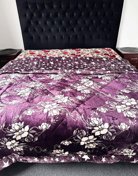 Beautiful Floral Design 220 X 230 Cm Heavy Weight Quilt With Microfibre Filling (Super King Size Bed)