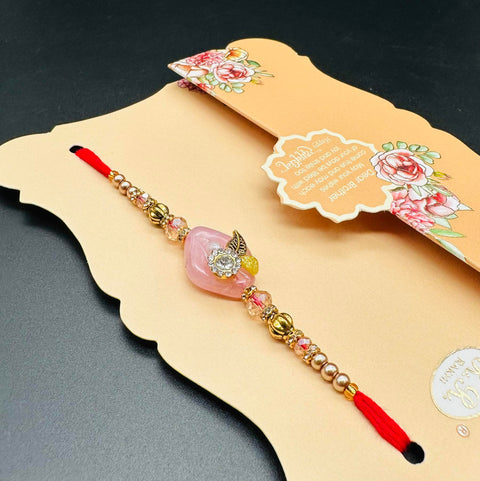 Beautiful stone work Rakhi on Greeting Card