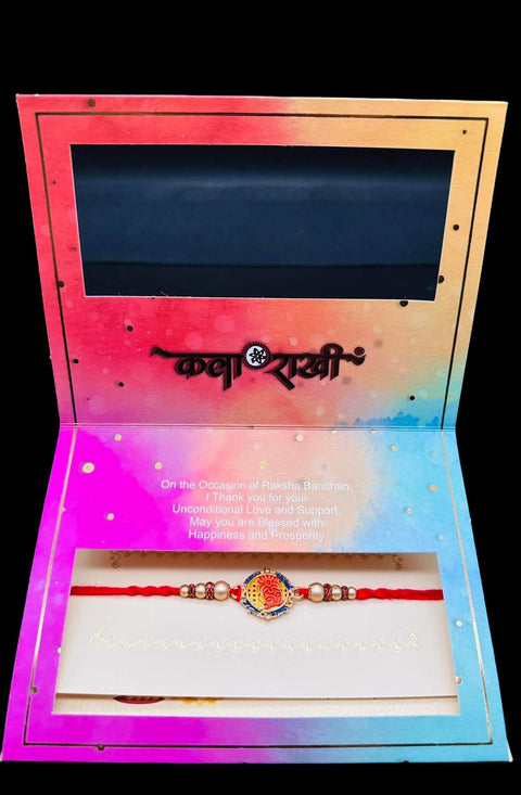 Beautiful Stone Work Rakhi On Greeting Card