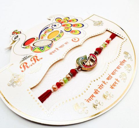 Beautiful stone work Rakhi on Greeting Card