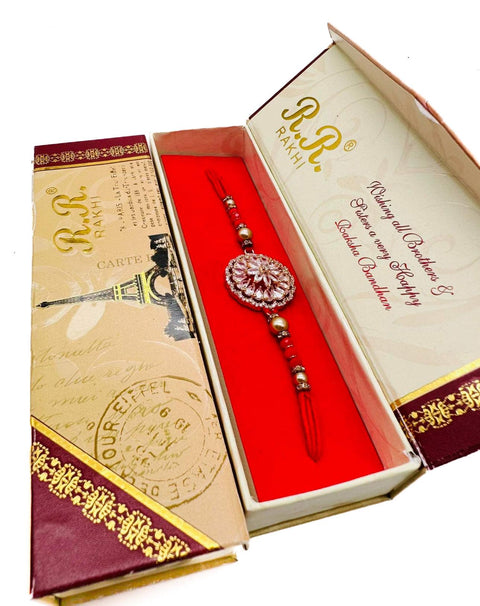 Beautiful AD stone studded Rakhi in beautiful box packing