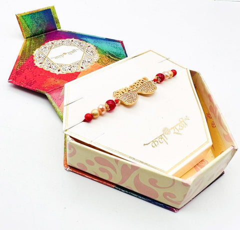Beautiful stone studded Rakhi in beautiful box packing