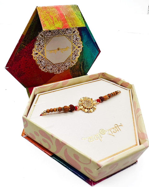 Beautiful stone studded Rakhi in beautiful box packing