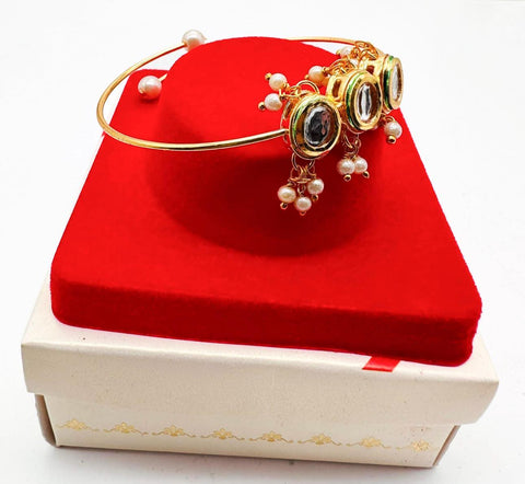 Bhai Bhabhi Pair Beautiful Kundan Stone Studded Rakhi In Beautiful Box Packing with (Rice, Chandan , Mishri, KumKum)