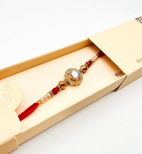 Beautiful AD Stone Studded Rakhi In Beautiful Box Packing