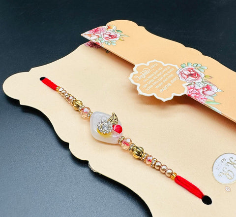 Beautiful stone work Rakhi on Greeting Card
