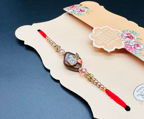 Beautiful stone work Rakhi on Greeting Card