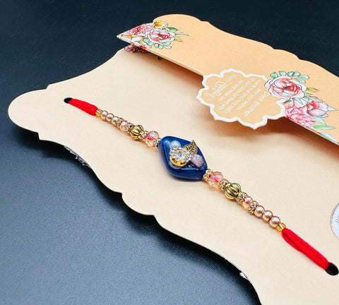 Beautiful stone work Rakhi on Greeting Card