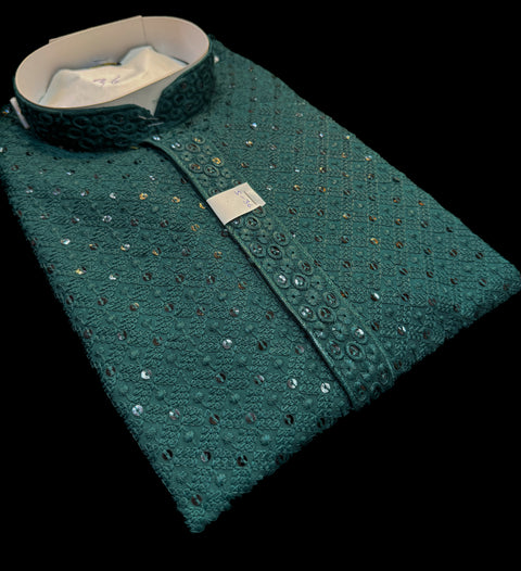 Pure and Soft Rayon based Heavy embroidery with sequined work designer Kurta with white Pajama