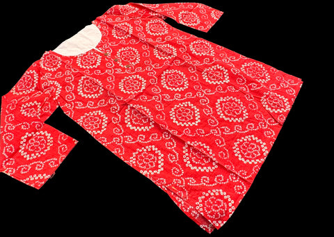 Bandhani print Pure Cotton based Printed short Kurti for girls /Ladies (Size 38 - length 28 inches, Size 42 ,46, 48 length -31 inches)sleeves 17 inch
