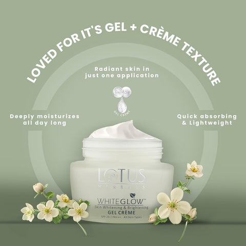 Lotus Herbals WhiteGlow Skin Whitening And Brightening Gel, Face Cream with SPF-25, for all skin types, 60 g