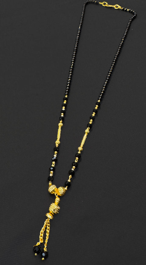 Golden Stone & Jerkan Gold Plated (Artificial) Mangalsutra With Artificial Black Beads Chain, Apx Size: 20-22cm
