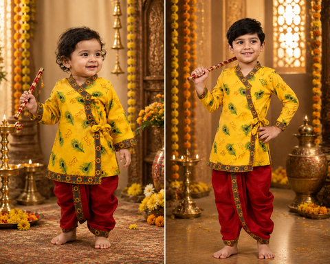 Cotton-Based Krishna Costume
Comfortable Krishna costume made with cotton-based fabric and comes with matching accessories. Slight variations in design, colour and accessories may occur.