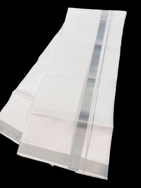 Woven Cotton Kerala Mundu / Dhoti in White ( 3.8 mtrs )
