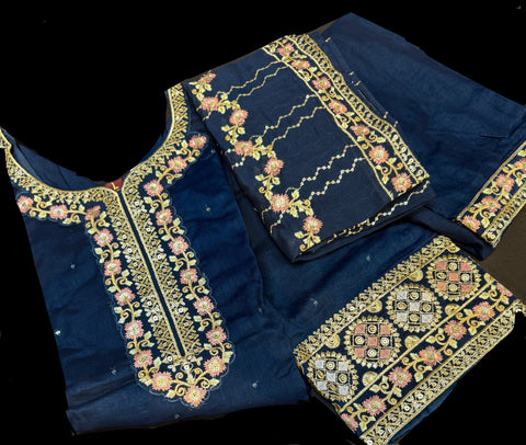 Soft Georgette silk based embroidery with sequined work designer kameez with plazo pants and dupatta with embroidery border work Dupatta