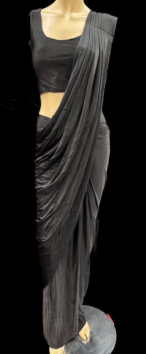 Lycra Blouse with Readymade saree and Malmal Georgette sequined work Floral design Jacket