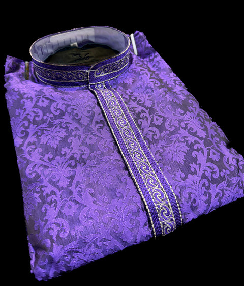Soft Silk based brocade work neck embroidery designer Kurta with white Pajama