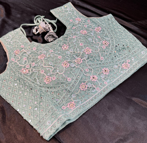 Heavy hand work designer stylish Blouse with very very heavy flared netting based  princess style lehnga and dupatta