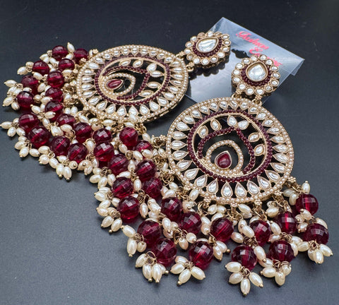 Beautiful Kundan & Pearls work bigger earrings (very lite weight)