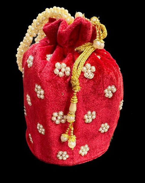 Velvet based Embroidery with stones  work hand bag /potli bag