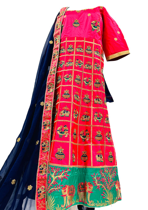 Full of embroidery work silk based heavy embroidery work kameez and netting based stone work with embroidery border work Dupatta
