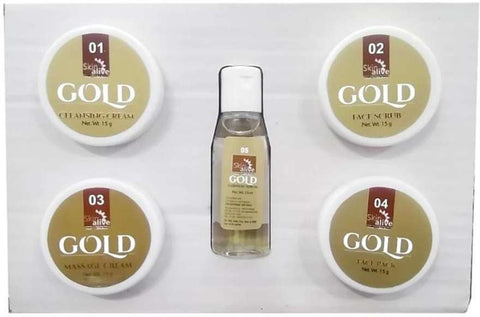 Skin Alive Gold Facial Kit for Women & Men – Smooth & Silky Skin, Instant Glow, Deep Cleansing, Brightening & Polishing, All Skin Types, Salon-Like Facial at Home