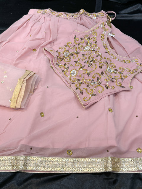 Georgette based beautiful crop top blouse with georgette lehnga and dupatta for Girls