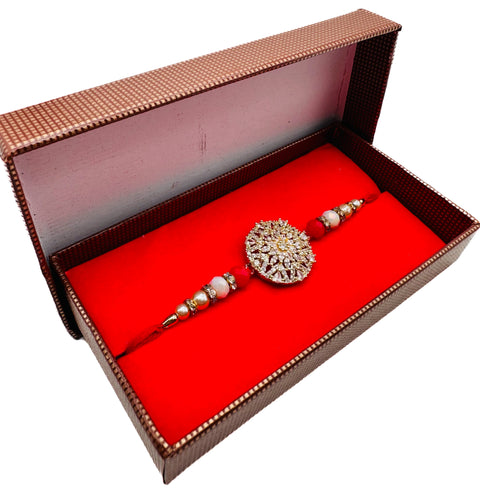 Beautiful AD Stone Studded Rakhi In Beautiful Box Packing