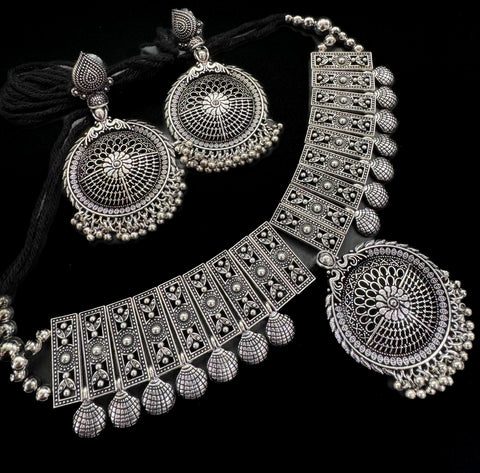 Beautiful work oxidised necklace with earrings