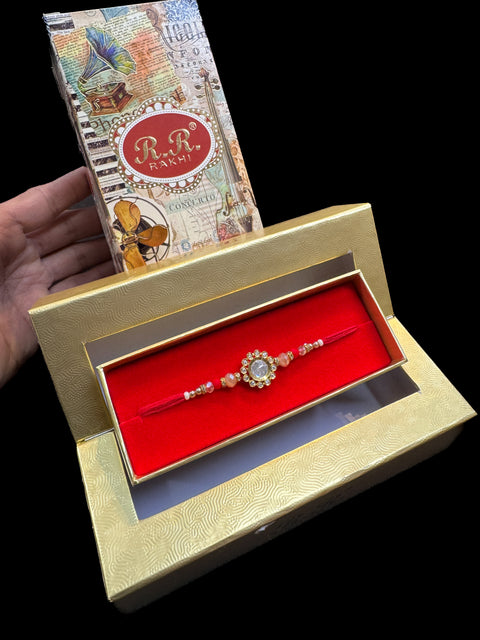 (Video clip attached)AD stone Beautiful Rakhi in nice pack gift box