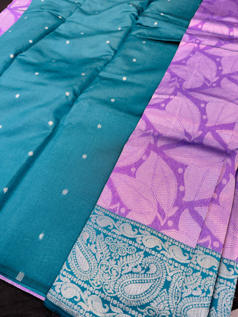 Soft Silk Saree with contrast beautiful pallu and blouse