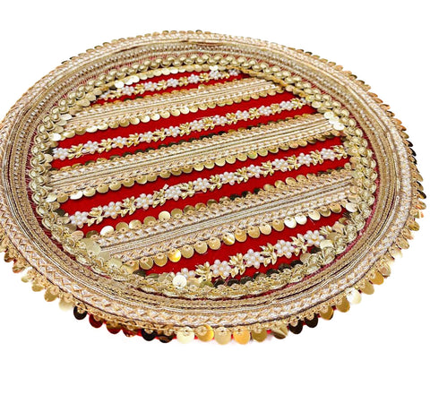 Decorated Karwachauth Thali Set (Thali, Channi, Lota(Kalash) Chunri )(Video Clip Attached )