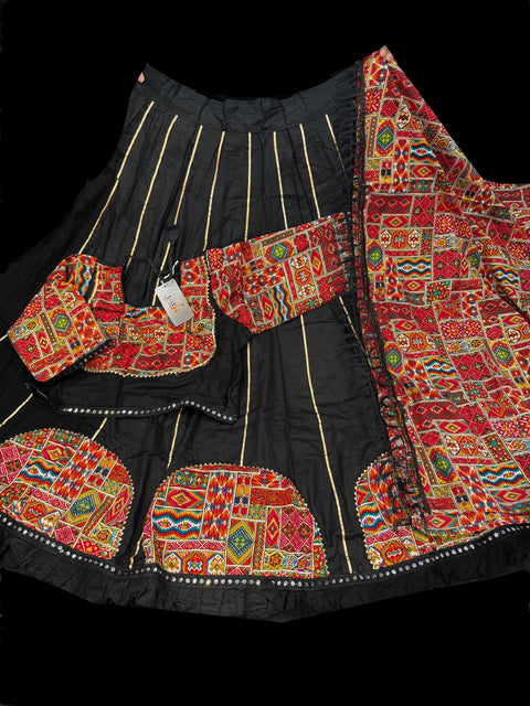 Size 42and can be altered up to size 44) Pure Rayon based full bigger flared Chaniya with beautiful blouse and printed Rayon Dupatta