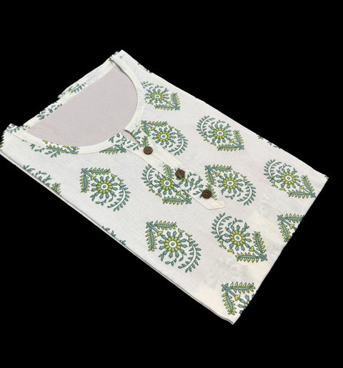 Pure Cotton based Printed short Kurti for girls /Ladies (Size 38 - length 28 inches, Size 42 ,46, 48 length -31 inches)sleeves 17 inch
