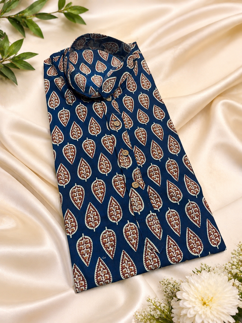 Pure cotton based Men’s Printed kurti (sizes mentioned in inches ,not according to the label on Kurti)size 44 kurti- Length 40 inches and size 46-length 42 inches ) Kurti only. Pants not included.
