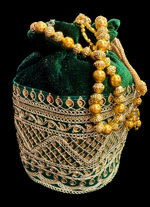 Velvet based Embroidery with stones  work hand bag /potli bag