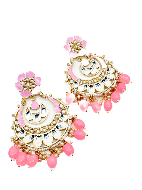 Meenakari with kundan stone studded beautiful Earrings