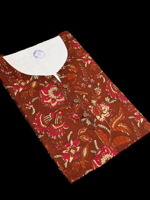 Pure Cotton based Printed short Kurti for girls /Ladies (Size 38 - length 28 inches, Size 42 ,46, 48 length -31 inches)sleeves 17 inch