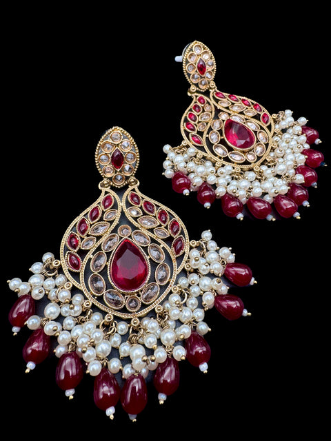 Original Polki with beautiful pearls heavy look Earrings with lite weight