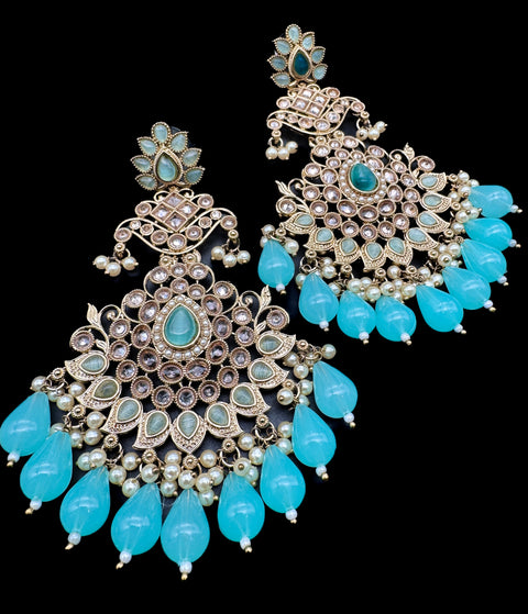 Original Polki with beautiful pearls heavy look Earrings with lite weight