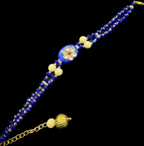Pearls beaded Beautiful Stone Work Rakhi Bracelet style