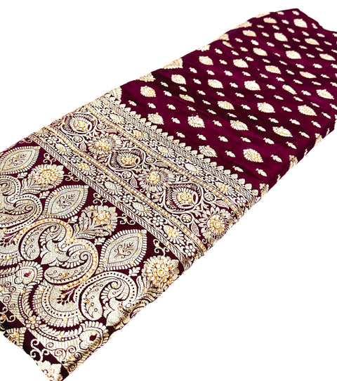 Beautifully designed Banarasi Silk Saree with heavy Handwork with stones & Zari