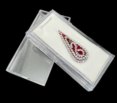 Silver stone Maroon color bridal bindi (long length)