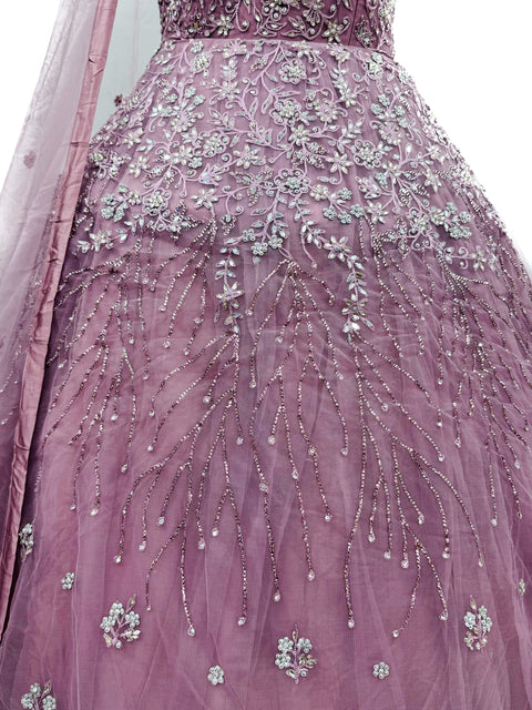 Engagement /Party Wear Designer Ball gown Netting Based Beautiful embroidery with Mirror & Stone Work